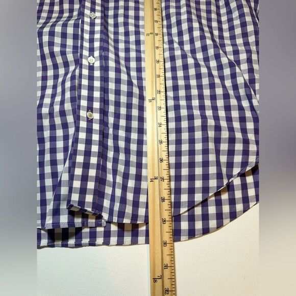 J. McLaughlin Purple White Gingham Plaid Button-Down Long Sleeve Shirt Men's MED - Picture 10 of 13